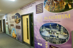 World religions wall close-up